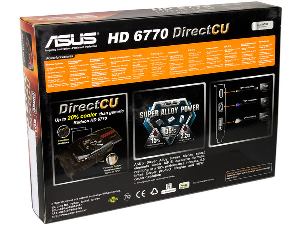 Tarjeta de Video Asus AMD Radeon HD 6770 DirectCU, 1GB GDDR5, HDMI, DVI. Puerto PCI Express 2.1