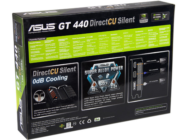 Tarjeta de Video Asus NVIDIA GeForce GT 440 DirectCU Silent, 1GB GDDR3, HDMI, DVI, VGA. Puerto PCI Express 2.0 