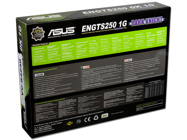 Tarjeta de Video ASUS NVIDIA GeForce GTS 250 Dark Knigth, 1GB DDR3. Puerto PCI Express 2.0