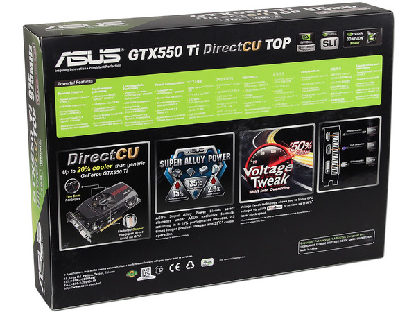 Tarjeta de Video Asus NVIDIA GeForce GTX550 Ti DirectCU Top 975MHz Overclocked, 1GB GDDR5, HDMI, DVI, VGA. Puerto PCI Express 2.0