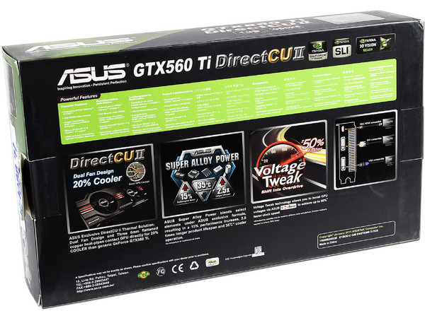Tarjeta de Video Asus NVIDIA GeForce GTX560 Ti DirectCU II, 1GB GDDR5, Mini-HDMI, DVI. Puerto PCI Express 2.0
