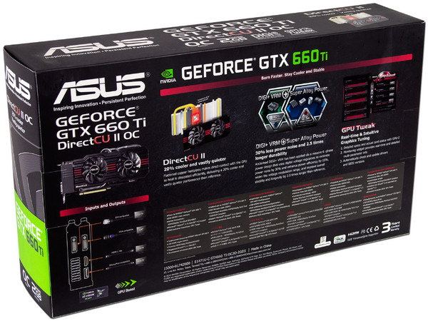 Tarjeta de Video Asus NVIDIA GeForce GTX 660 Ti DirectCU II OC, 2GB GDDR5, DisplayPort, HDMI, DVI. Puerto PCI Express 3.0