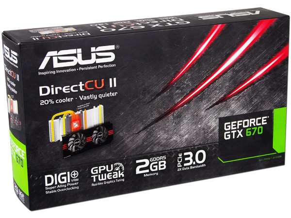 Tarjeta de Video Asus NVIDIA GeForce GTX 670 DirectCU II, 2GB GDDR5, DisplayPort, HDMI, DVI. Puerto PCI Express 3.0
