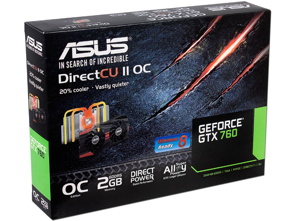 Tarjeta de Video ASUS NVIDIA GeForce GTX 760 DirectCU II OC edition, 2 GB GDDR5, DisplayPort, HDMI, DVI, Puerto PCI Express 3.0.
