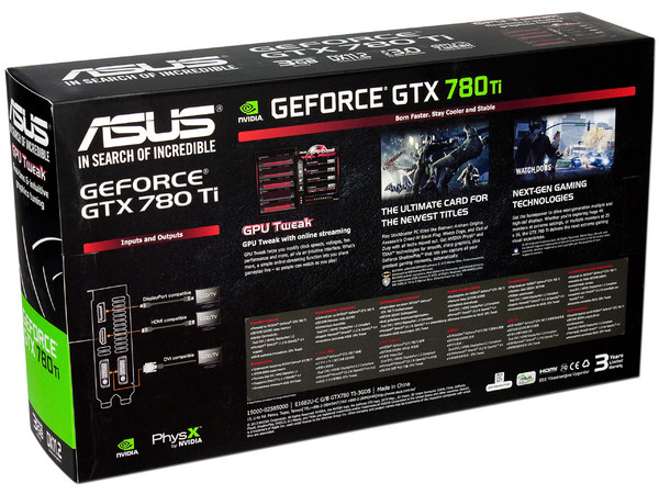 Tarjeta de Video ASUS NVIDIA GeForce GTX 780 Ti, 3 GB GDDR5, DisplayPort, HDMI, DVI. PCI Express x16 3.0.