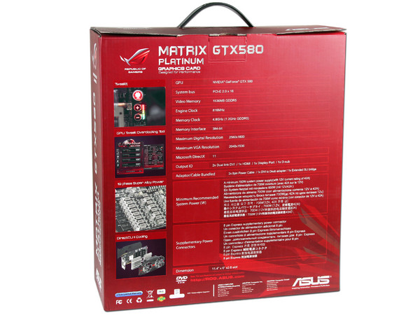 Tarjeta de Video Asus Matrix NVIDIA GeForce GTX580 Platinum, 1536MB GDDR5, DisplayPort, HDMI, DVI. Puerto PCI Express 2.0