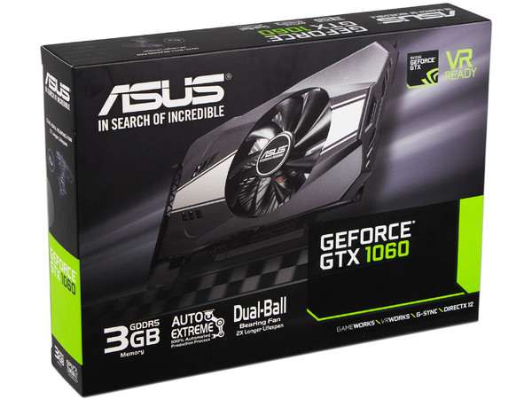 Tarjeta de Video NVIDIA GeForce GTX 1060 ASUS Phoenix, 3GB GDDR5, 2xHDMI, 1xDVI, 2xDisplayPort, PCI Express x16 3.0.