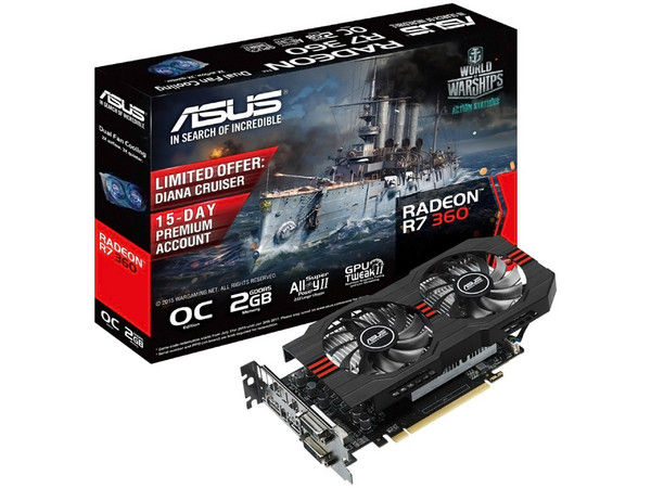 Tarjeta de Video AMD ASUS Radeon R7 360 OC Edition, 2GB GDDR5, 1xHDMI, 1xDVI, 1xDisplayPort, PCI Express 3.0