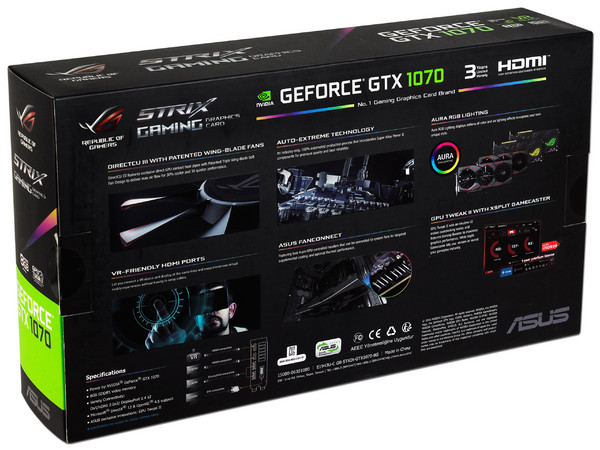 Tarjeta de Video NVIDIA ASUS GeForce GTX 1070 Strix Gaming, 8GB GDDR5, 2xHDMI, 1xDVI, 2xDisplayPort, PCI Express 3.0