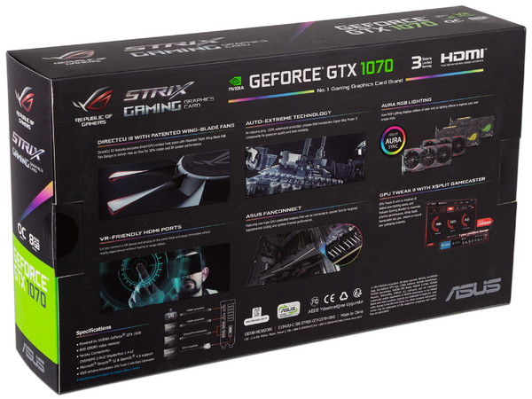 Tarjeta de Video NVIDIA GeForce GTX 1070 ASUS Strix Gaming OC, 8GB GDDR5, 2xHDMI, 1xDVI, 2xDisplayPort, PCI Express 3.0