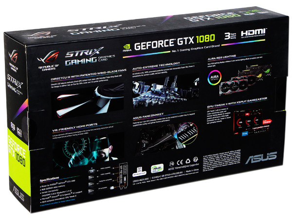 Tarjeta de Video NVIDIA GeForce GTX 1080 ASUS ROG STRIX, 8GB GDDR5X, 2xHDMI, 1xDVI, 2xDisplayPort, PCI Express x16 3.0