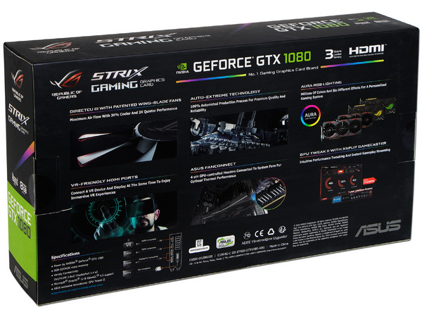 Tarjeta de Video NVIDIA GeForce GTX 1080 ASUS ROG STRIX, 8GB GDDR5X, 1xHDMI, 1xDVI, 2xDisplayPort, PCI Express x16 3.0