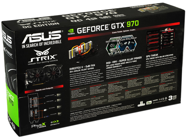 Tarjeta de Video NVIDIA ASUS GeForce GTX 970 Strix , 4GB GDDR5, 1xHDMI, 2xDVI, 1xDisplayPort, PCI Express 3.0