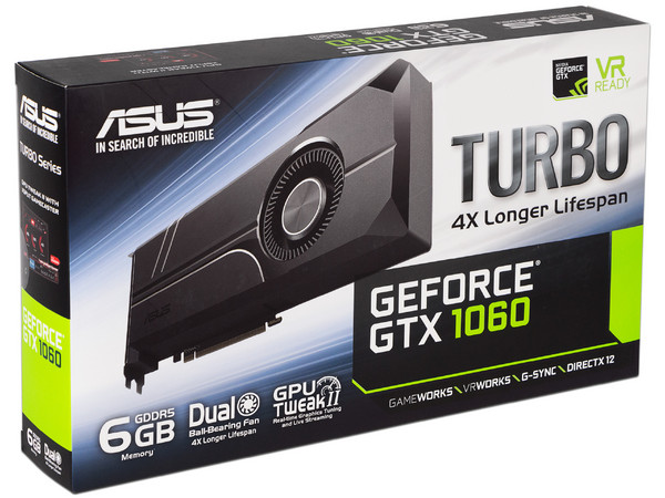 Tarjeta de Video NVIDIA GeForce GTX 1060 ASUS TURBO, 6GB GDDR5, 2xHDMI, 1xDVI, 2xDisplayPort, PCI Express x16 3.0