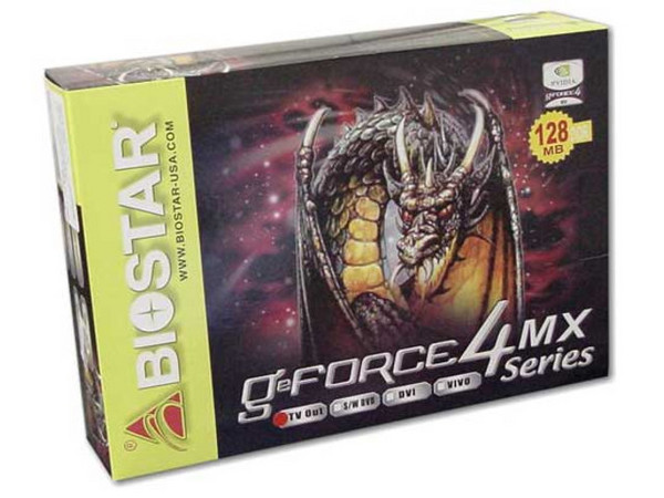 T. de Video Biostar GeForce4 MX440-SE, 128Mb DDR, AGP 4X con Salida a TV.