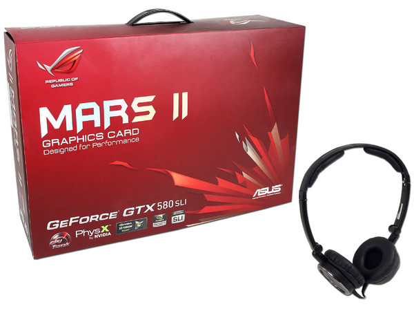 Tarjeta de Video Edición limitada Asus Mars II NVIDIA GeForce GTX 580 SLI, 3GB GDDR5, Display Port, HDMI, DVI. PCI Express 2.0  + Audifonos Plegables Asus NC1 con Cancelación de Ruido y respuesta de frecuencia a 22,000Hz.