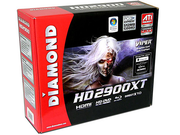 T. de Video Diamond ATI Radeon HD 2900XT con 512MB DDR3, Salida a TV y HDMI con HDCP. DirectX 10. PCI Express 16x