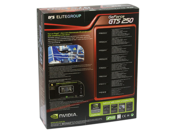Tarjeta de Video ECS NVIDIA GeForce GTS 250, 512MB DDR3. Puerto PCI Express 2.0