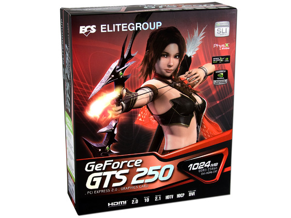 Tarjeta de Video ECS NVIDIA GeForce GTS 250, 1GB DDR3, HDMI. Puerto PCI Express 2.0