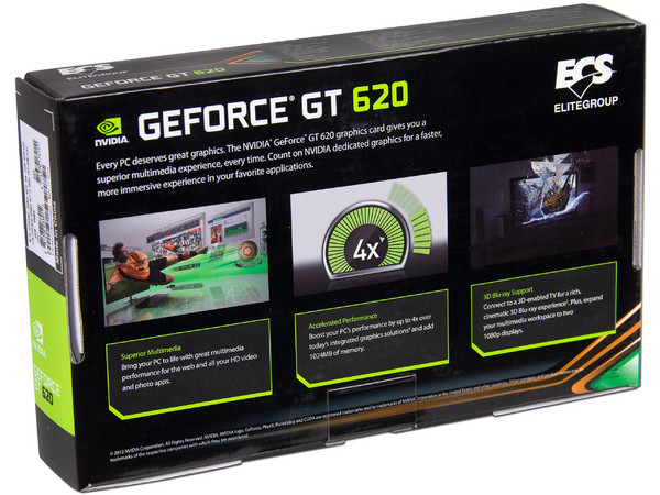 Tarjeta de Video ECS NVIDIA GeForce GT 620, 2 GB GDDR3, HDMI, DVI. Puerto PCI Express x16 2.0.
