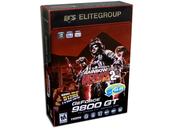 Tarjeta de Video ECS NVIDIA GeForce 9800GT con Artic Cooling Accelero S1, 512MB DDR3, Salida a TV. Puerto PCI Express 2.0.
Incluye el Juego Tom Clancys Rainbow Six Vegas 2
