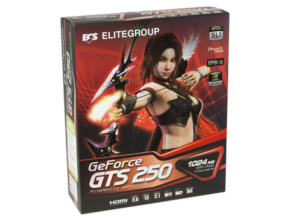 Tarjeta de Video ECS NVIDIA GeForce GTS 250, 1GB DDR3. Puerto PCI Express 2.0