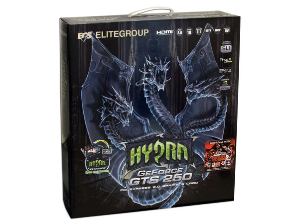 Kit ECS Hydra SLI de Dos GeForce GTS 250 de 512MB DDR3  y un Sistema de Refrigeración Líquida Thermaltake BigWater 760i. Incluye el juego Tom Clancy's Rainbow Six Vegas 2