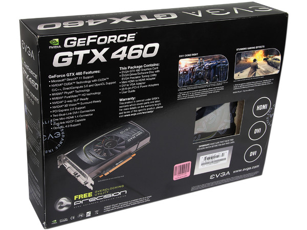 Tarjeta de Video EVGA NVIDIA GeForce GTX 460, 1GB GDDR5, Mini-HDMI, DVI. Puerto PCI Express 2.0