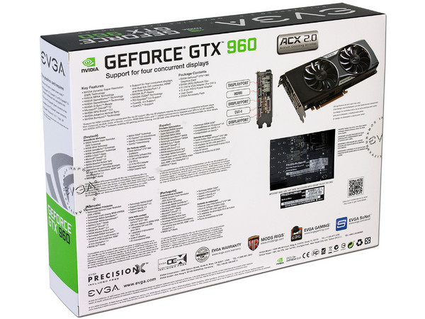 Tarjeta de Video EVGA NVIDIA GeForce GTX 960 Super SC, 2 GB GDDR5, DisplayPort, HDMI, DVI, Puerto PCI Express 3.0.