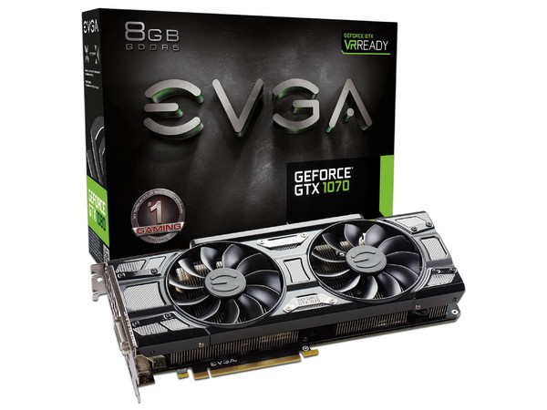 Tarjeta de Video NVIDIA GeForce GTX 1070 EVGA GAMING, 8GB GDDR5, 1xHDMI, 1xDVI, 3xDisplayPort, PCI Express x16 3.0
