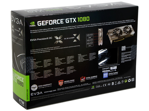Tarjeta de Video NVIDIA GeForce GTX 1080 EVGA FTW GAMING, 8GB GDDR5X, 1xHDMI, 1xDVI, 3xDisplayPort, PCI Express x16 3.0