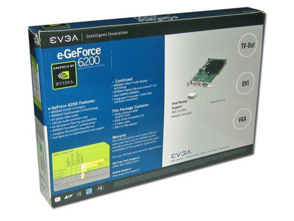 T. de Video eVGA GeForce 6200 con 128MB, AGP 8x y Salida a TV.