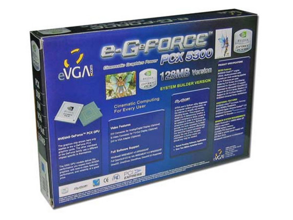 T. de Video eVGA GeForce PCX5300 con 128MB, Salida a TV. Puerto PCI Express x 16
