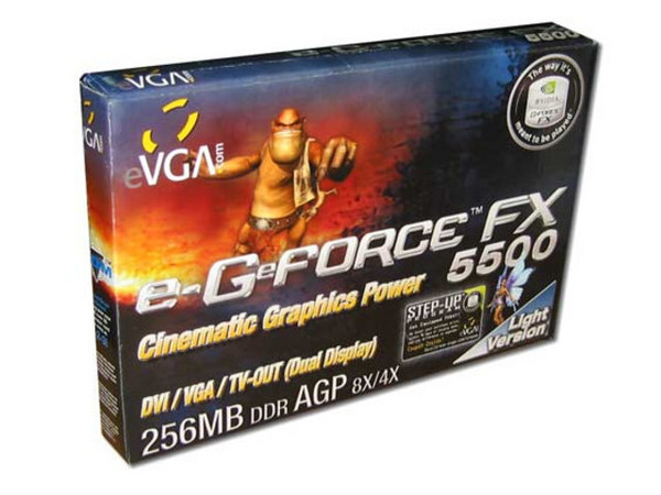 T. de Video eVGA GeForce FX 5500 Light con 256MB DDR, Salida a TV, AGP 8X.