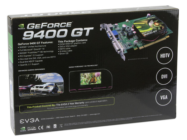 Tarjeta de Video EVGA NVIDIA GeForce 9400 GT, 512MB DDR2, Salida a TV, Puerto PCI Express 2.0