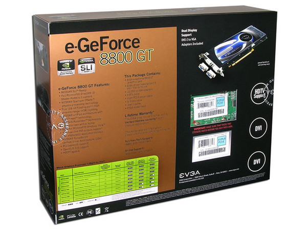 Tarjeta de Video EVGA GeForce 8800GT SUPERCLOCKED EDITION, 512MB DDR3, Dual DVI, Salida a TV/HDTV. DirectX 10. Puerto PCI Express 2.0