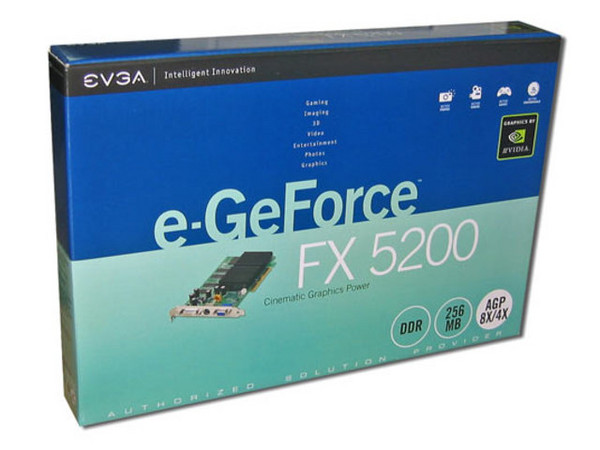 T. de Video eVGA nVidia GeForce FX 5200 con 256MB DDR, Salida a TV y AGP 8X.