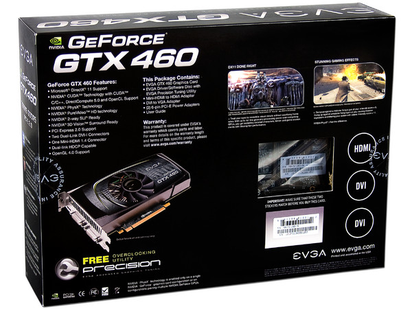 Tarjeta de Video EVGA NVIDIA GeForce GTX 460 SuperClocked, 768MB DDR5. Puerto PCI Express 2.0