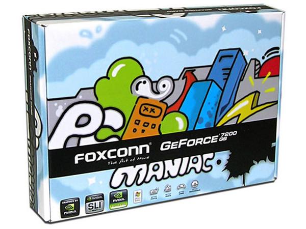 T. de Video Foxconn GeForce 7200GS con 128MB DDR2, DVI y Salida a TV. Puerto PCI Express x 16