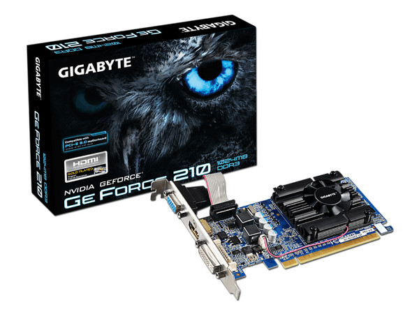 Tarjeta de Video Gigabyte NVIDIA GeForce 210, 1 GB GDDR3, HDMI, DVI, Puerto PCI Express 2.0.