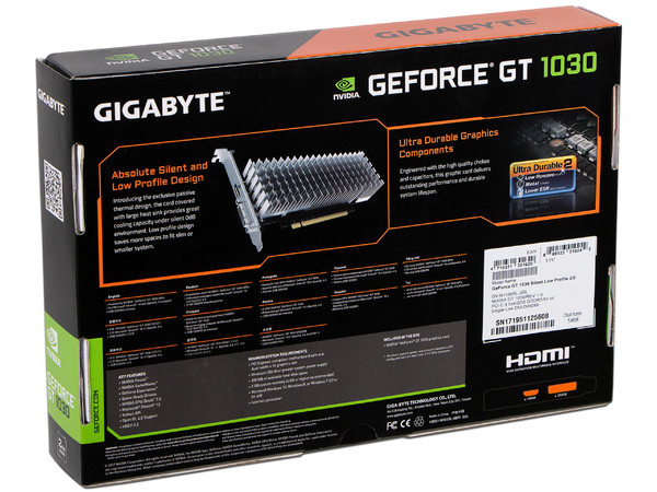 Tarjeta de Video NVIDIA GeForce GT 1030 Gigabyte Silent Low Profile 2G, 2GB GDDR5, 1xHDMI, 1xDVI, PCI Express x16 3.0