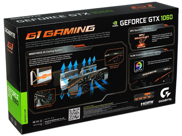 Tarjeta de Video NVIDIA GeForce GTX 1060 Gigabyte G1 Gaming Windforce, 6GB GDDR5, 1xHDMI, 1xDVI, 3xDisplayPort, PCI Express x16 3.0