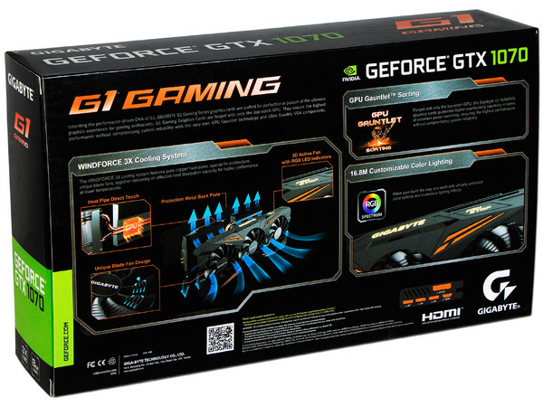 Tarjeta de Video NVIDIA Gigabyte GeForce GTX 1070 G1 Gaming, 8GB GDDR5, 1xHDMI, 1xDVI, 3xDisplayPort, PCI Express x16 3.0