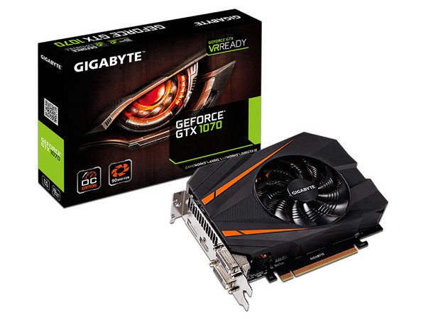 Tarjeta de Video NVIDIA GeForce GTX 1070 Gigabyte Mini ITX OC, 8GB GDDR5, 1xHDMI, 2xDVI, 1xDisplayPort, PCI Express x16 3.0.