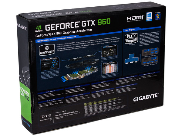 Tarjeta de Video Gigabyte NVIDIA GeForce GTX 960, 2 GB GDDR5, DisplayPort, HDMI, DVI. Puerto PCI Express 3.0.