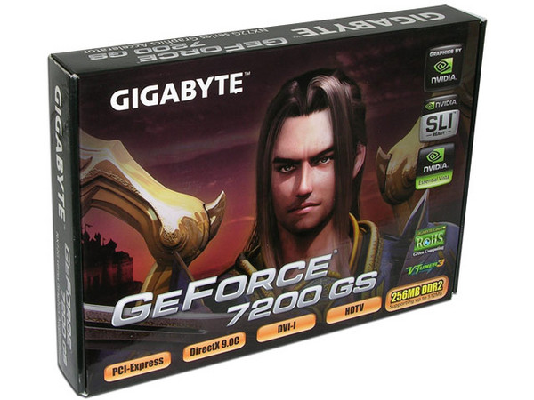 T. de Video GIGABYTE nVIDIA GeForce 7200 GS con 256MB DDR2, DVI y Salida a TV. Puerto PCI Express x 16