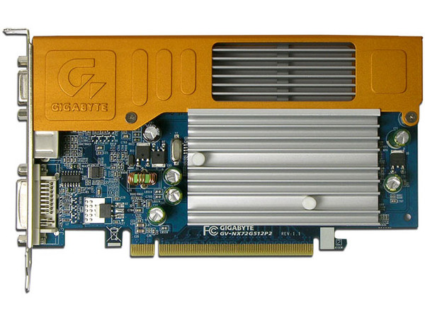 T. de Video GIGABYTE nVIDIA GeForce 7200 GS con 256MB DDR2, DVI y Salida a TV. Puerto PCI Express x 16