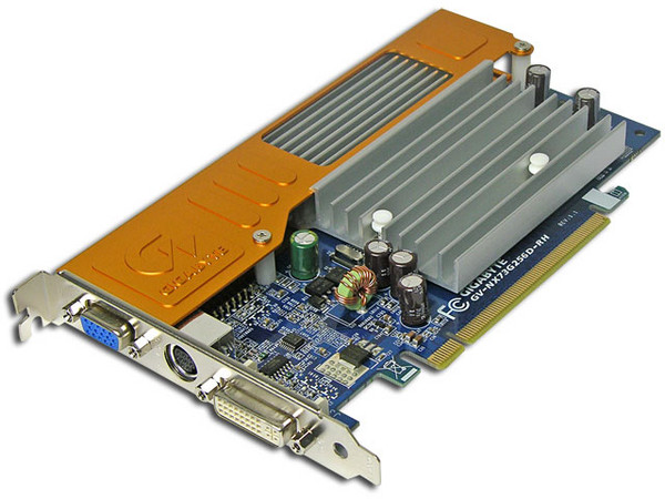 T. de Video Gigabyte GeForce 7300 GS con 256MB DDR2, DVI y Salida a TV. Puerto PCI Express x 16