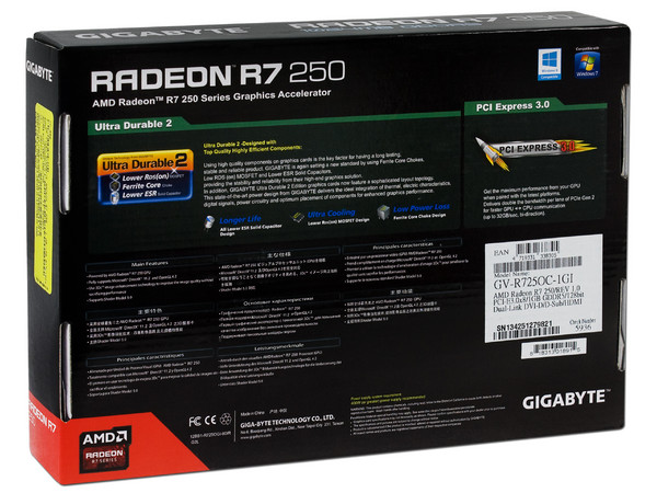 Tarjeta de Video Gigabyte AMD RADEON R7 250 OC Version, 1 GB GDDR5, HDMI, DVI. Puerto PCI Express x16 3.0.