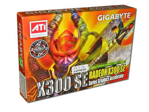 T. de Video GIGABYTE Radeon X300 SE con 128MB, DVI y Salida a TV. Puerto PCI Express x 16